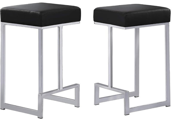 English Elm 25 in Backless Faux Leather Counter Stools Foam Padded Silver Pedestal Base Set of 2 B011P545314