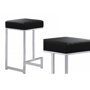 English Elm 25 in Backless Faux Leather Counter Stools Foam Padded Silver Pedestal Base Set of 2 B011P545314