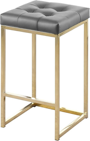 English Elm Tufted Faux Leather Counter Stools Set of 2 with Gold Base for Kitchen Bar B011P545316