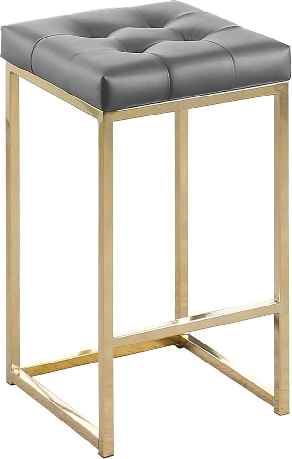 English Elm Tufted Faux Leather Counter Stools Set of 2 with Gold Base for Kitchen Bar B011P545316
