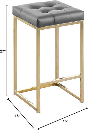 English Elm Tufted Faux Leather Counter Stools Set of 2 with Gold Base for Kitchen Bar B011P545316