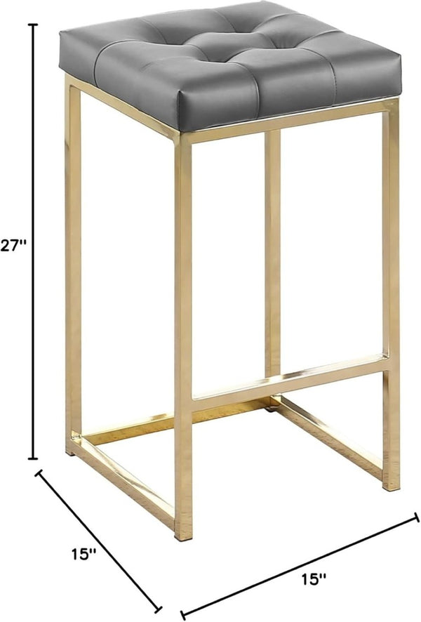 English Elm Tufted Faux Leather Counter Stools Set of 2 with Gold Base for Kitchen Bar B011P545316