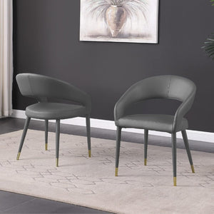 English Elm Modern Faux Leather Dining Chair Set with Gold Tipped Wood Legs for Glam Decor B011P545317