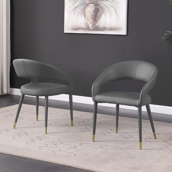 English Elm Modern Faux Leather Dining Chair Set with Gold Tipped Wood Legs for Glam Decor B011P545317