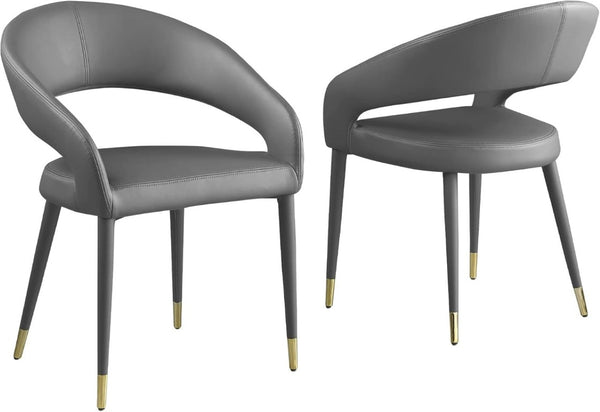 English Elm Modern Faux Leather Dining Chair Set with Gold Tipped Wood Legs for Glam Decor B011P545317