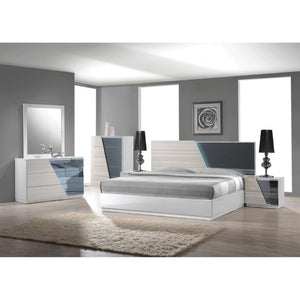 English Elm 2-Drawer Poplar Wood Nightstand High Gloss Zebra Lacquer with Mirrored Accent Panel B011P546510