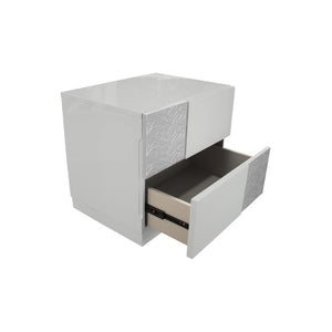 English Elm 2-Drawer Poplar Wood Nightstand High-Gloss Lacquer Sleek Bedside Table for Modern Bedrooms B011P546515