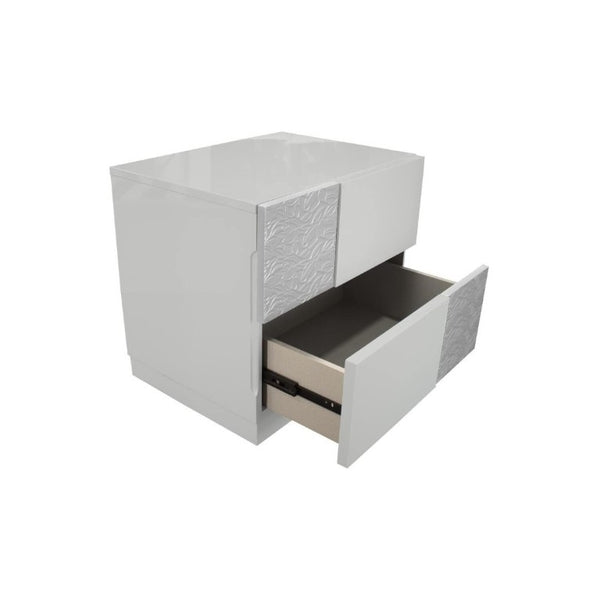 English Elm 2-Drawer Poplar Wood Nightstand High-Gloss Lacquer Sleek Bedside Table for Modern Bedrooms B011P546515