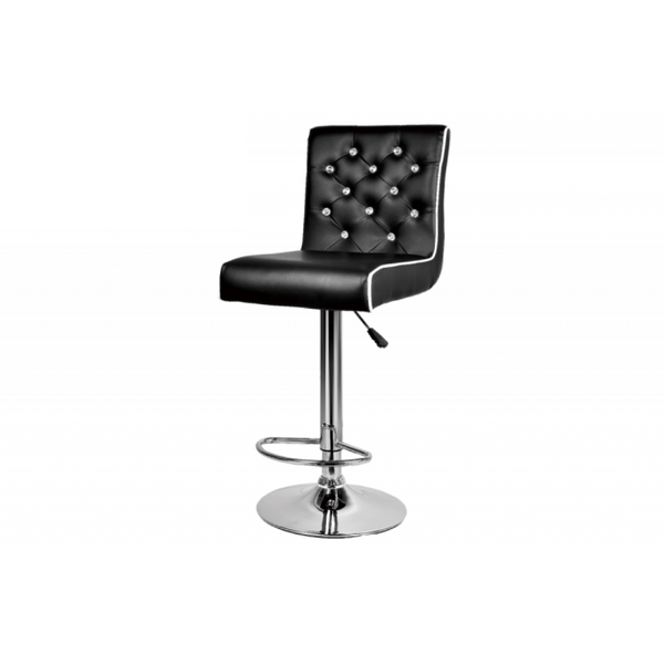 English Elm Faux Leather Crystal Tufted Swivel Barstools Set of 2 with Adjustable Chrome Pedestal Black B011P546516