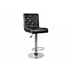 English Elm Faux Leather Crystal Tufted Swivel Barstools Set of 2 with Adjustable Chrome Pedestal Black B011P546516