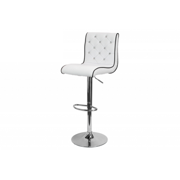English Elm Faux Leather Crystal Tufted Swivel Barstools Set of 2 with Adjustable Chrome Pedestal White B011P546517