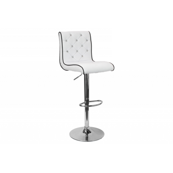 English Elm Faux Leather Crystal Tufted Swivel Barstools Set of 2 with Adjustable Chrome Pedestal White B011P546517