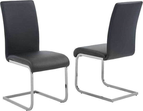 English Elm Faux Leather Parsons Dining Chairs with Polished Steel Frame for Modern Rooms Black/Silver B011P547207