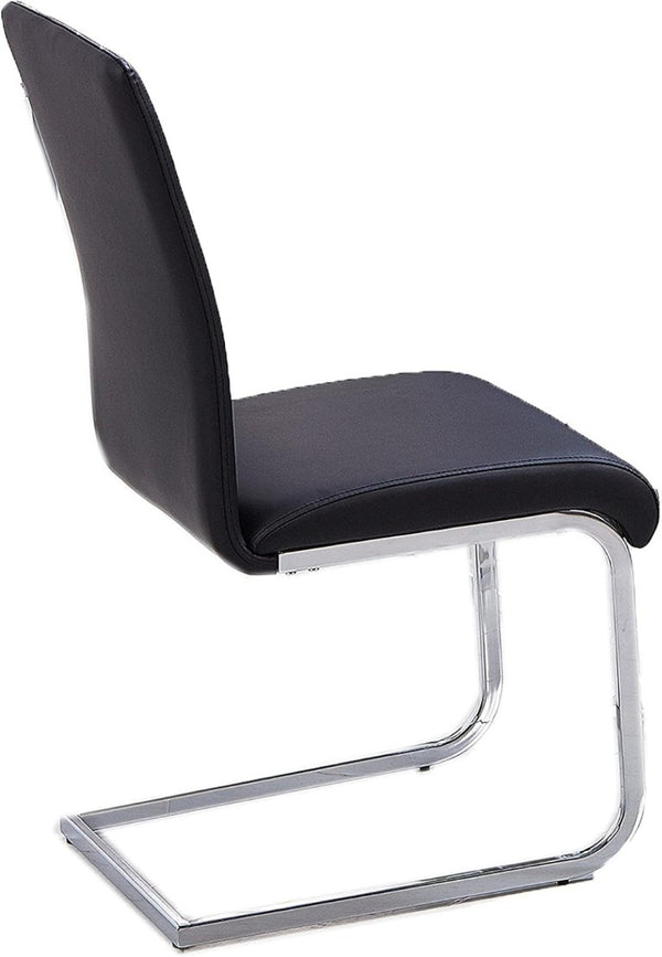 English Elm Faux Leather Parsons Dining Chairs with Polished Steel Frame for Modern Rooms Black/Silver B011P547207