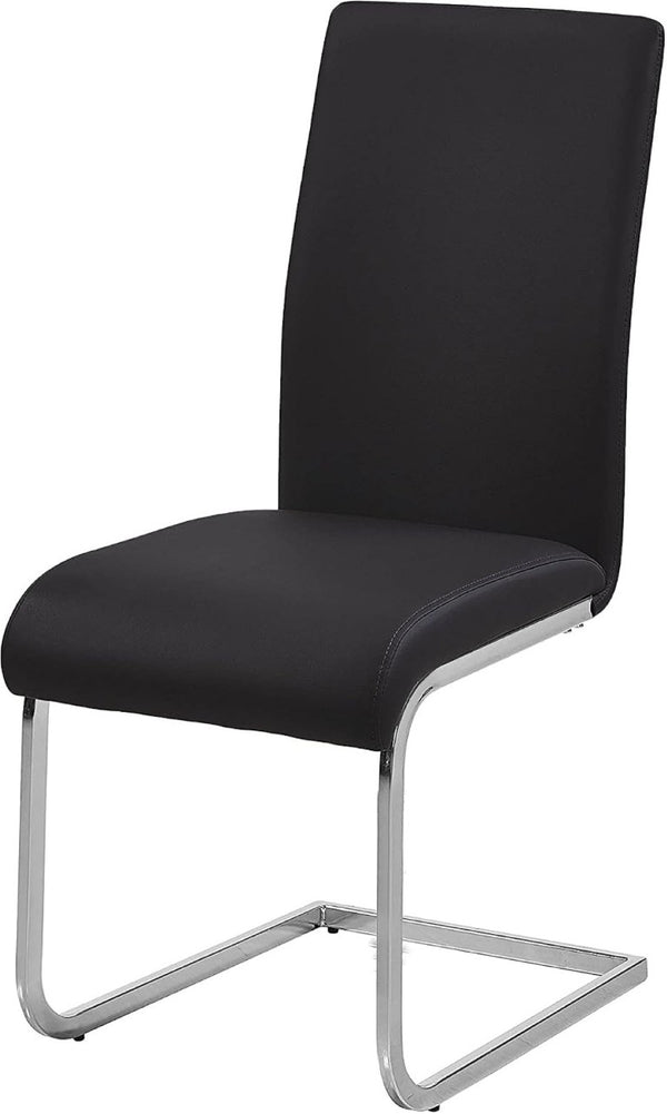 English Elm Faux Leather Parsons Dining Chairs with Polished Steel Frame for Modern Rooms Black/Silver B011P547207