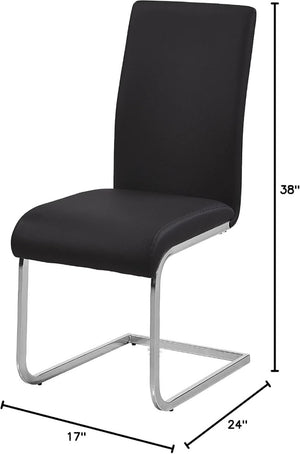 English Elm Faux Leather Parsons Dining Chairs with Polished Steel Frame for Modern Rooms Black/Silver B011P547207