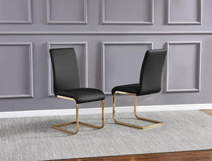 English Elm Faux Leather Parsons Dining Chairs with Gold Stainless Frame for Glam Modern Rooms Black/Gold B011P547213