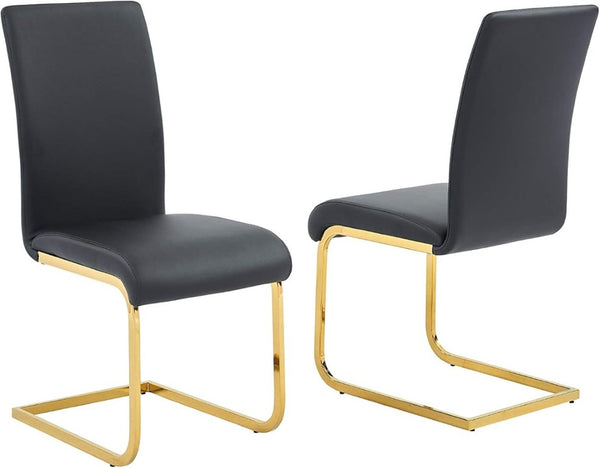 English Elm Faux Leather Parsons Dining Chairs with Gold Stainless Frame for Glam Modern Rooms Black/Gold B011P547213