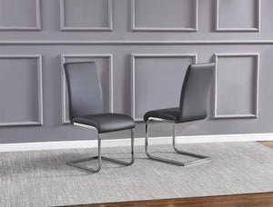 English Elm Faux Leather Parsons Dining Chairs with Polished Steel Frame for Modern Rooms Gray/Silver B011P547217