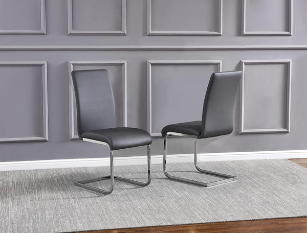 English Elm Faux Leather Parsons Dining Chairs with Polished Steel Frame for Modern Rooms Gray/Silver B011P547217