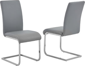 English Elm Faux Leather Parsons Dining Chairs with Polished Steel Frame for Modern Rooms Gray/Silver B011P547217