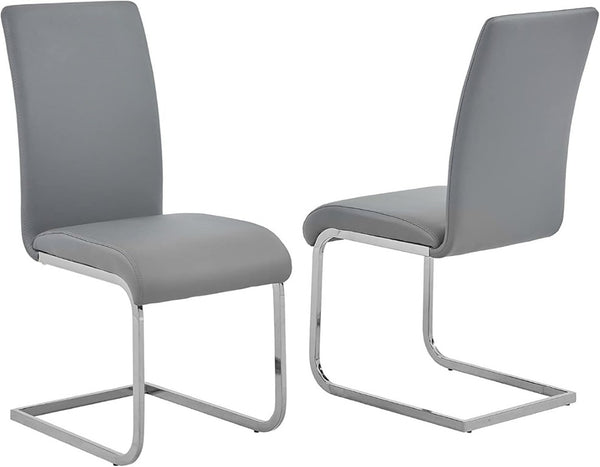 English Elm Faux Leather Parsons Dining Chairs with Polished Steel Frame for Modern Rooms Gray/Silver B011P547217