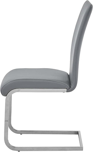 English Elm Faux Leather Parsons Dining Chairs with Polished Steel Frame for Modern Rooms Gray/Silver B011P547217