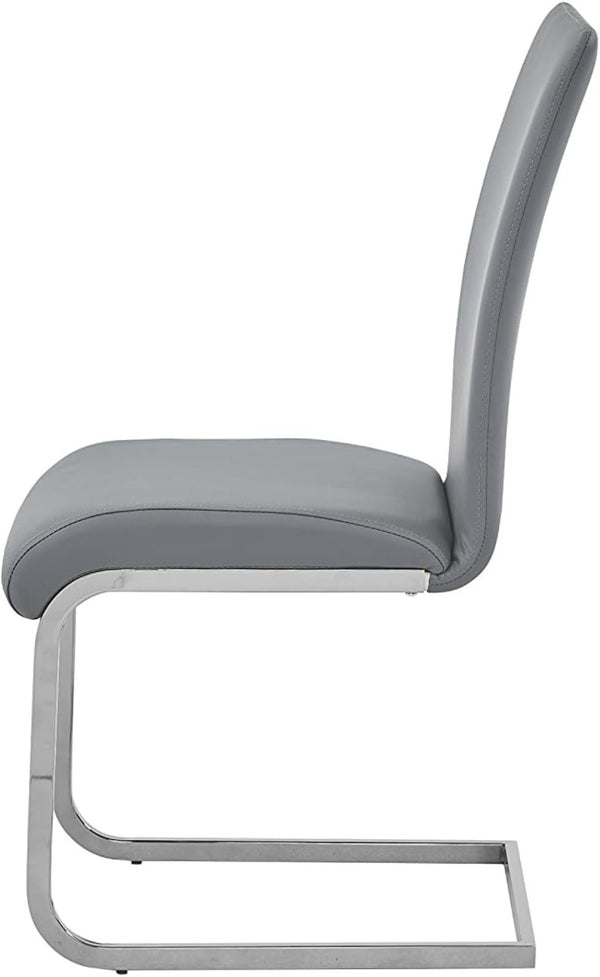 English Elm Faux Leather Parsons Dining Chairs with Polished Steel Frame for Modern Rooms Gray/Silver B011P547217