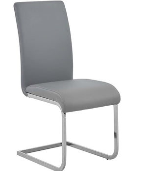 English Elm Faux Leather Parsons Dining Chairs with Polished Steel Frame for Modern Rooms Gray/Silver B011P547217