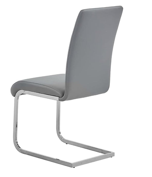 English Elm Faux Leather Parsons Dining Chairs with Polished Steel Frame for Modern Rooms Gray/Silver B011P547217