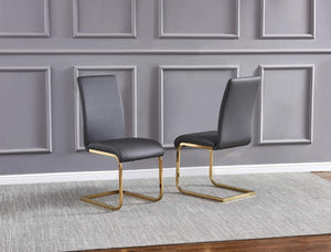 English Elm Faux Leather Parsons Dining Chairs with Gold Stainless Frame for Glam Modern Rooms Gray/Gold B011P547220