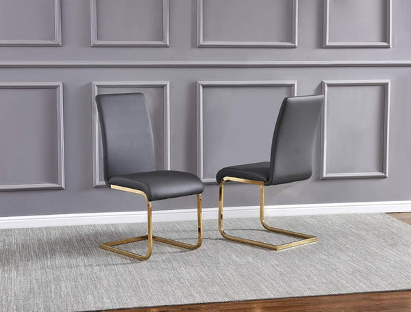 English Elm Faux Leather Parsons Dining Chairs with Gold Stainless Frame for Glam Modern Rooms Gray/Gold B011P547220