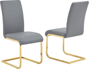 English Elm Faux Leather Parsons Dining Chairs with Gold Stainless Frame for Glam Modern Rooms Gray/Gold B011P547220