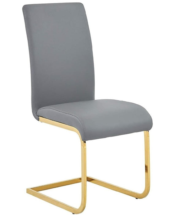 English Elm Faux Leather Parsons Dining Chairs with Gold Stainless Frame for Glam Modern Rooms Gray/Gold B011P547220