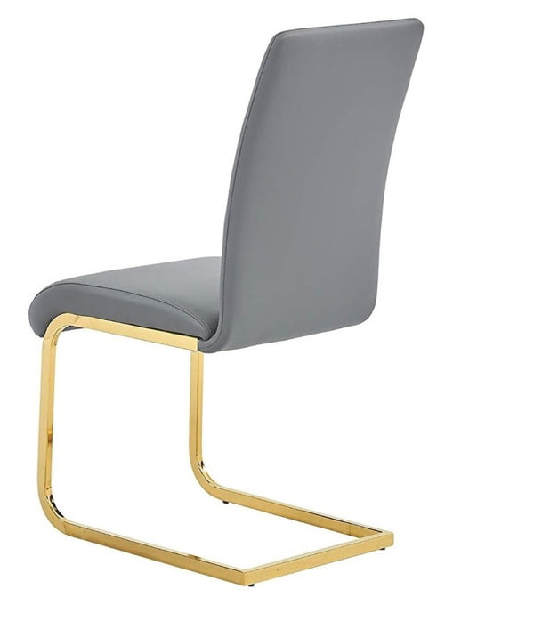 English Elm Faux Leather Parsons Dining Chairs with Gold Stainless Frame for Glam Modern Rooms Gray/Gold B011P547220