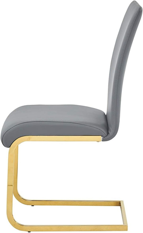 English Elm Faux Leather Parsons Dining Chairs with Gold Stainless Frame for Glam Modern Rooms Gray/Gold B011P547220