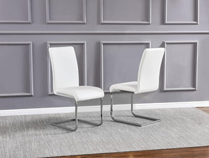 English Elm Faux Leather Parsons Dining Chairs with Polished Steel Frame for Modern Rooms White/Silver B011P547224