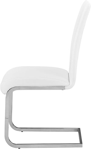 English Elm Faux Leather Parsons Dining Chairs with Polished Steel Frame for Modern Rooms White/Silver B011P547224