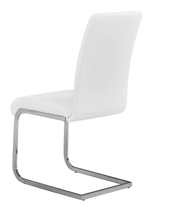 English Elm Faux Leather Parsons Dining Chairs with Polished Steel Frame for Modern Rooms White/Silver B011P547224