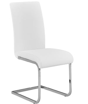 English Elm Faux Leather Parsons Dining Chairs with Polished Steel Frame for Modern Rooms White/Silver B011P547224