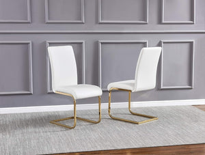 English Elm Faux Leather Parsons Dining Chairs with Gold Stainless Frame for Glam Modern Rooms White/Gold B011P547227