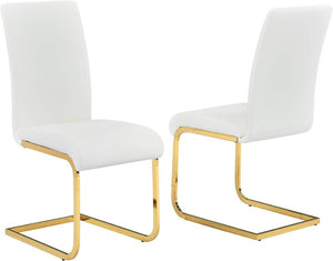 English Elm Faux Leather Parsons Dining Chairs with Gold Stainless Frame for Glam Modern Rooms White/Gold B011P547227
