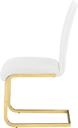 English Elm Faux Leather Parsons Dining Chairs with Gold Stainless Frame for Glam Modern Rooms White/Gold B011P547227