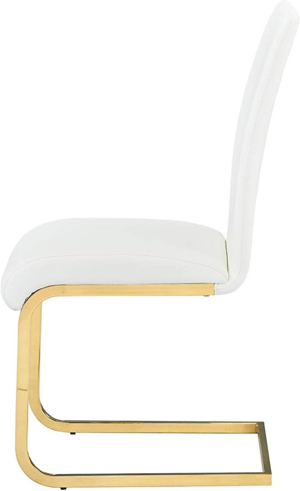 English Elm Faux Leather Parsons Dining Chairs with Gold Stainless Frame for Glam Modern Rooms White/Gold B011P547227