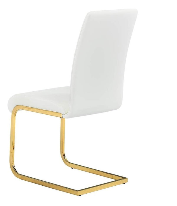 English Elm Faux Leather Parsons Dining Chairs with Gold Stainless Frame for Glam Modern Rooms White/Gold B011P547227
