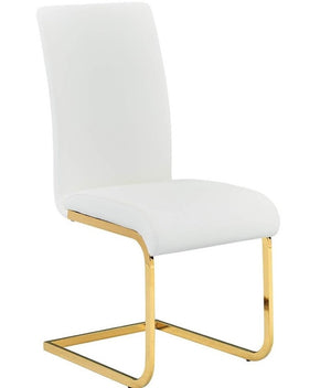 English Elm Faux Leather Parsons Dining Chairs with Gold Stainless Frame for Glam Modern Rooms White/Gold B011P547227