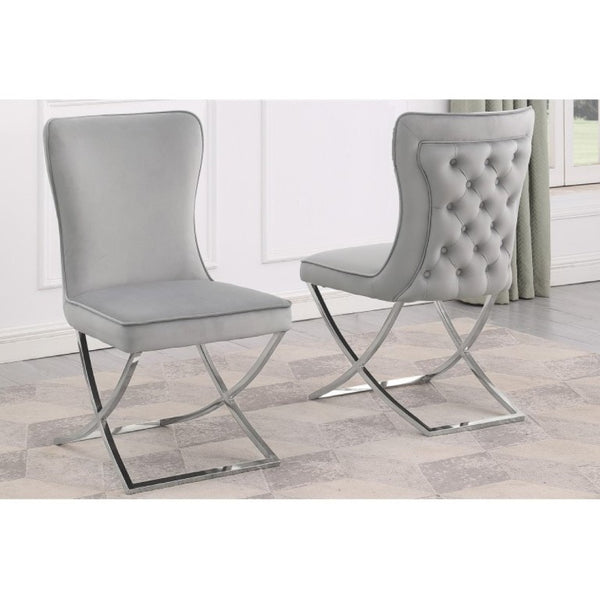 English Elm Modern Tufted Velvet Dining Chairs Set of Two with Glam Silver Leg Finish B011P547232