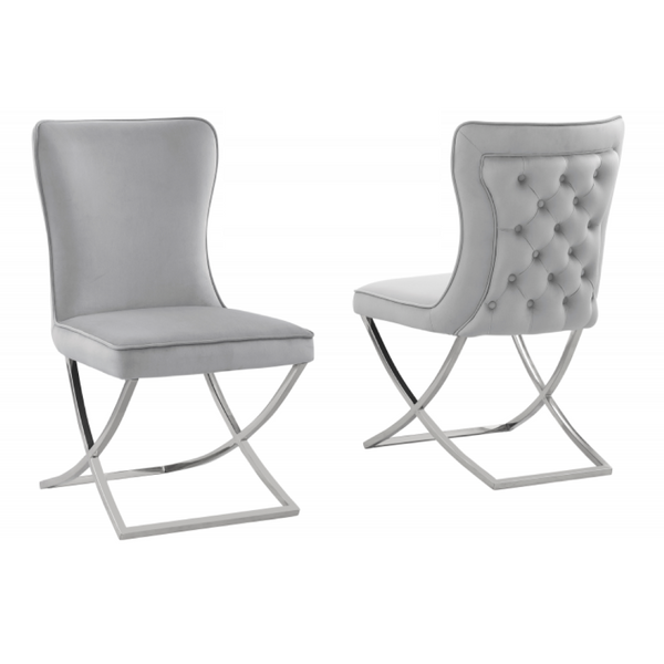English Elm Modern Tufted Velvet Dining Chairs Set of Two with Glam Silver Leg Finish B011P547232