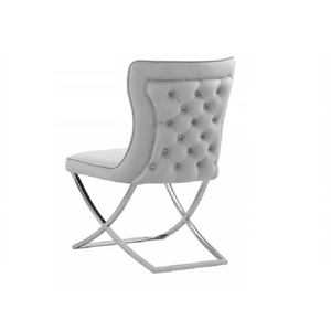 English Elm Modern Tufted Velvet Dining Chairs Set of Two with Glam Silver Leg Finish B011P547232