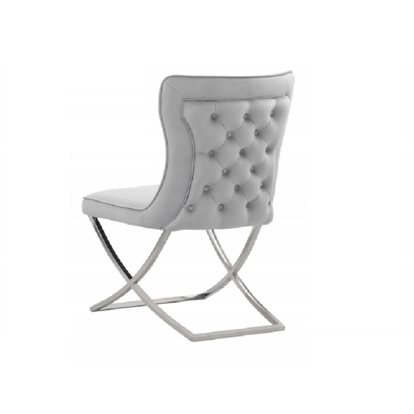 English Elm Modern Tufted Velvet Dining Chairs Set of Two with Glam Silver Leg Finish B011P547232